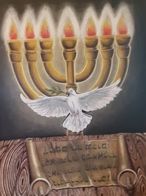 Picture of YEA Logo - The Menorah Shining Over A Soaring Dove and Torah Scroll